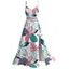 Hawaii Vacation Dress Colorblock Tropical Monstera Leaf Print Lace Hollow Out Slit Dress - Blanc XXXXXL | US 20