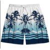 Men's Vacation Beach Shorts Tropical Coconut Tree Print Ombre Drawstring Pocket Board Shorts - Bleu 5XL