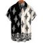 Men's Bohemian Vacation Shirt Contrast Color Baroque Damask Print Button Up Shirt - Noir 5XL