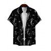 Chemise Décontractée Dinosaure Squelette Imprimés Boutonnée à Manches Courtes - Noir 5XL