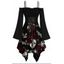 Robe gothique à imprimé tête de mort et rose, à lacets, épaules dénudées, mouchoir, pour Halloween - Noir XXXXL | US 18