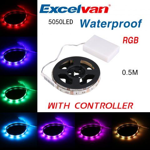 2019 Excelvan 5050 Rgb Led Light Strip Waterproof Ip65 50cm 0 5m Excelvan 5050 Rgb Led Light Strip Waterproof Ip65 50cm 0 5m 15leds Dc5v With Controller For Tv Cabinet Bike Outdoor Activities Decoration New