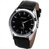 No.9924 Badace Brand Men Watch Time Showed by 12 Strips with Round Dial Leather Watchband - Noir 