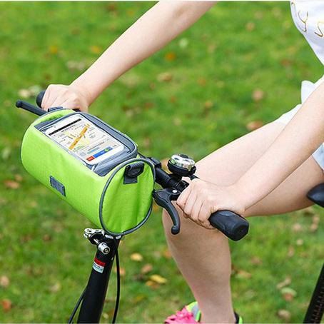 

Bicycle Mountain Bike Saddle Upper Tube Front Beam Riding Equipment Accessories Mobile Phone Bag, Green