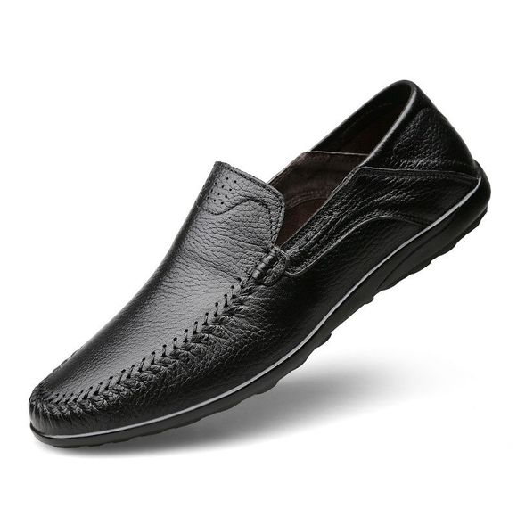 Chaussures en cuir véritable pour hommes - Noir 6.5