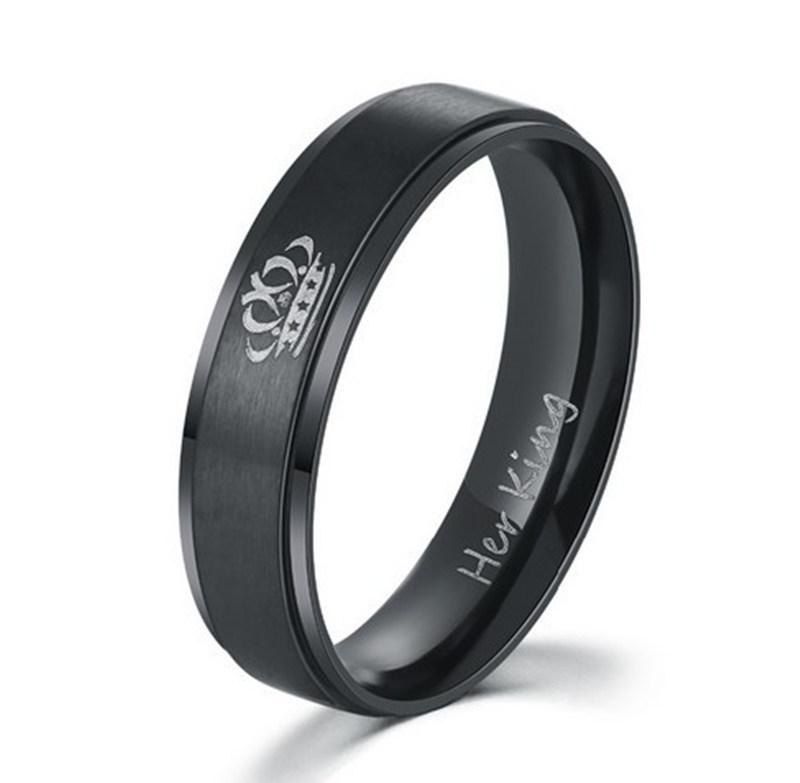 

DIY Fashion Couple Jewelry Her King His Queen Wedding Rings, Black queen