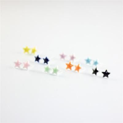 Japon Sud Petites Boucles D'oreilles Frais Mignon Petite Star Créatif Argile Céramique Main Goujons - Bleu 