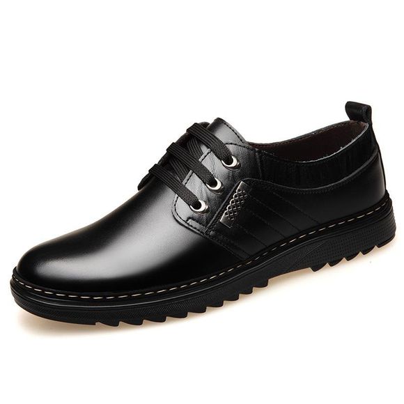 Belles chaussures Oxford en cuir plates pour hommes - Noir 9.5