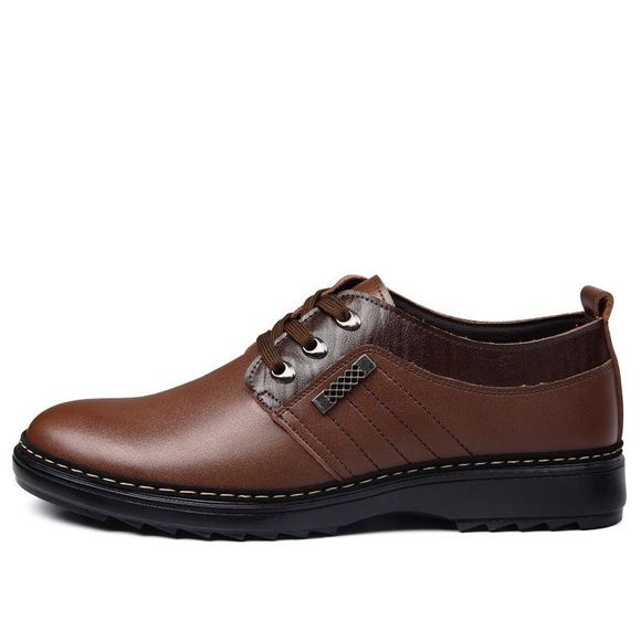 Belles chaussures Oxford en cuir plates pour hommes - Brun 39