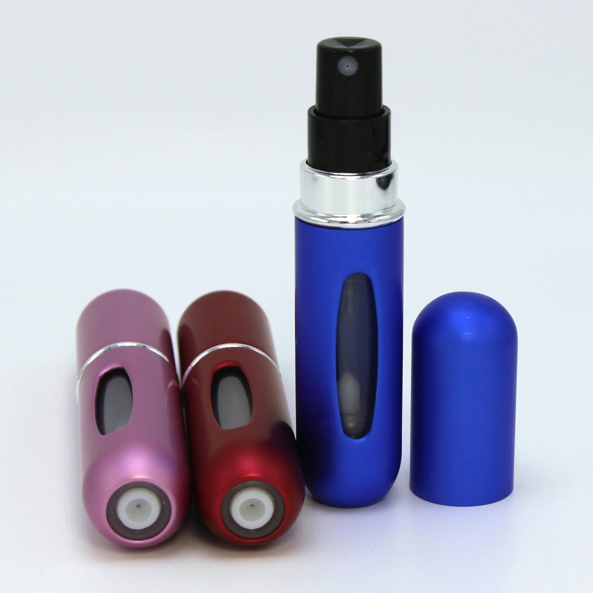 

Travel Perfume Bottle 5ml Aluminum Bottom Refillable Metal Perfume Bottle Aircraft Portable Makeup Bottle, Sub-dark blue