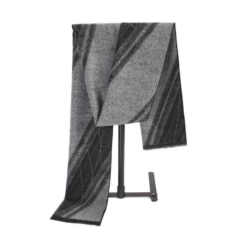 

Scarf Men's Winter New Korean Version Of The Wild Simple Men's Cashmere Scarf Student Collar Long Section Young Men, No cliff black ash