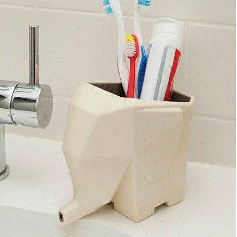 

Elephant Kitchen Storage Toothbrush Holder Drainer, White