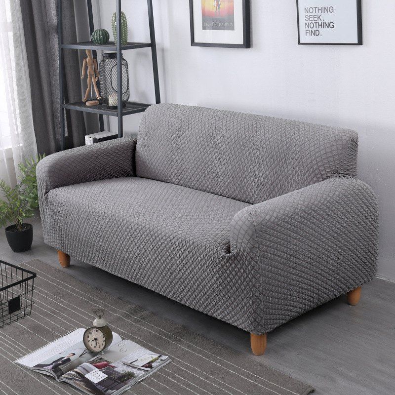 

Knitting Plaid Elastic Sofa Cover Mat Full Cover Thicken Slip, Sapphire