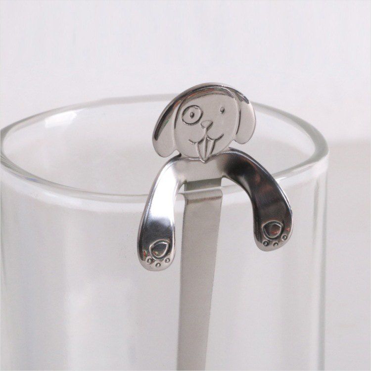 

Stirring Spoon Cat Spoon Hanging New Year Creative Gift Cartoon Animal Dog Long Handle Small Spoon 304 Stainless Steel Coffee Spoon, No. 2 spoon