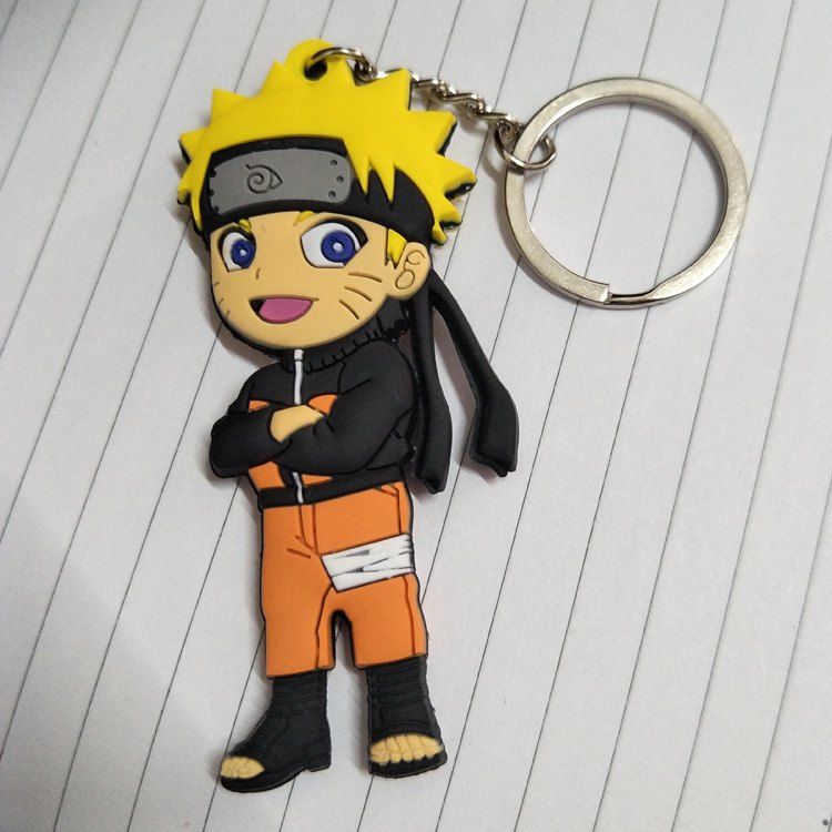 

Keychain Key Ring Pendant Double-sided Soft Gift, Black naruto