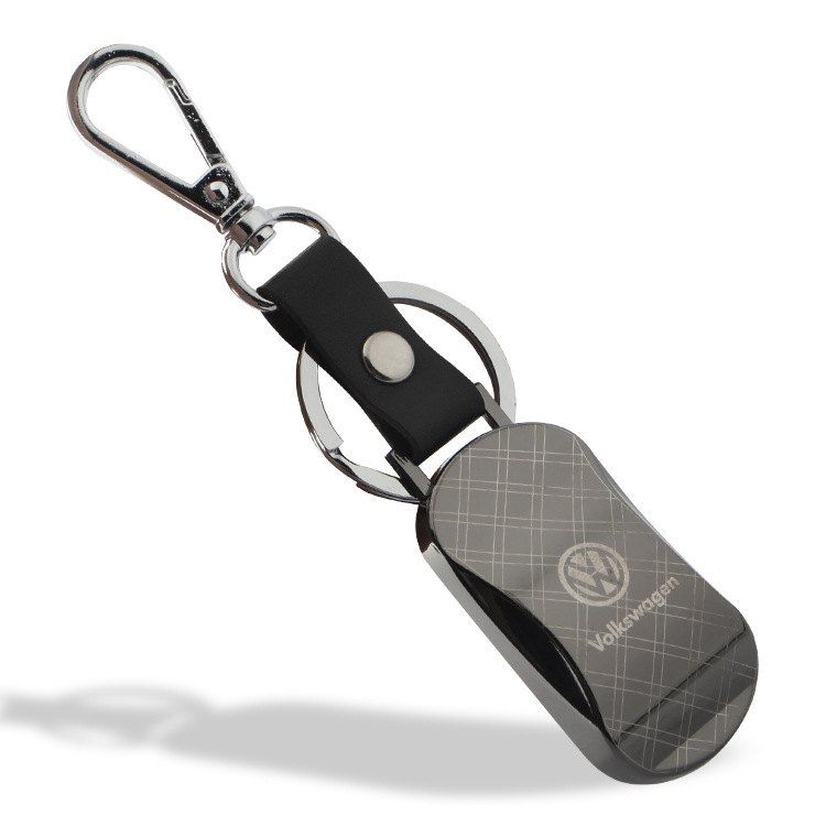 

Tungsten Steel Keychain Leather Car Logo Keychain Personality Men And Women Car Creative Keychain, Black