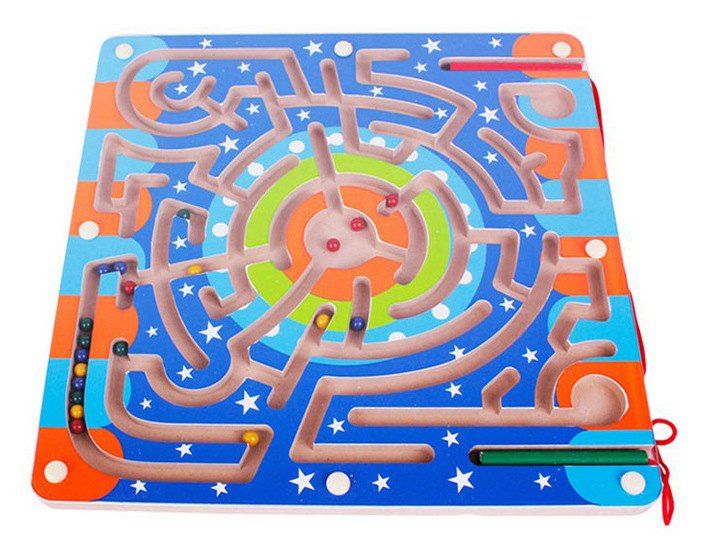 

Circular Track Magnetic Pen Maze Sliding Beads Wooden Toys Children's Educational Toys, Ring