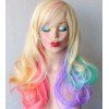 Fluffy ondulés synthétique coloré Ombre Mode longue Bang Side perruque pour les femmes - multicolore 