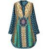 Élégant col en V Rolled robe en mousseline de soie de douille imprimé par femmes - multicolore S