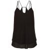 Sexy bretelles femmes Ruffled Tank Top Solid Color - Noir L