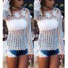 Manches longues à encolure dégagée évider T-shirt pour femme - Blanc ONE SIZE(FIT SIZE XS TO M)