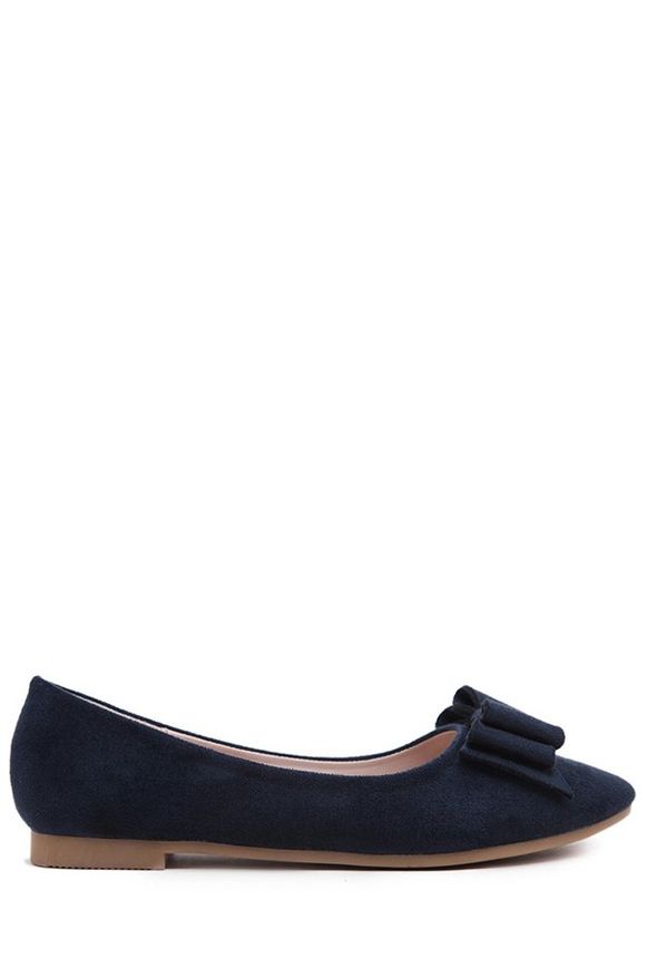 Arc élégant et Flock design plat chaussures pour femmes - Bleu Saphir 39