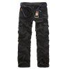 Casual Loose Fit braguette zippée multi-poches massif longues Pantalons Couleur fret pour hommes - Noir 34
