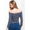 Stylish Off The Shoulder Striped Seamless Women's Top - Bleu S