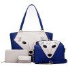 Fashion PU Leather and Fox Face Design Shoulder Bag For Women - Bleu 