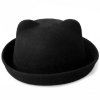 Felt Cat Ear Hat Chic bonbons Bord de couleur Curl femmes - Noir 