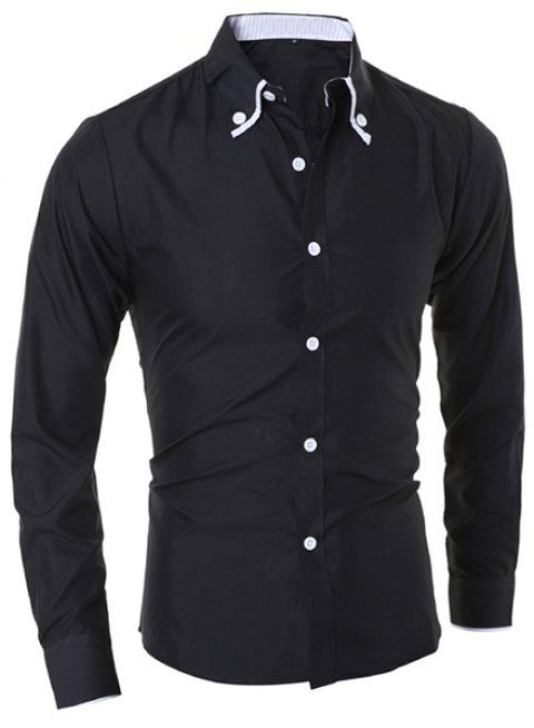 casual color block button down long sleeves shirts for men