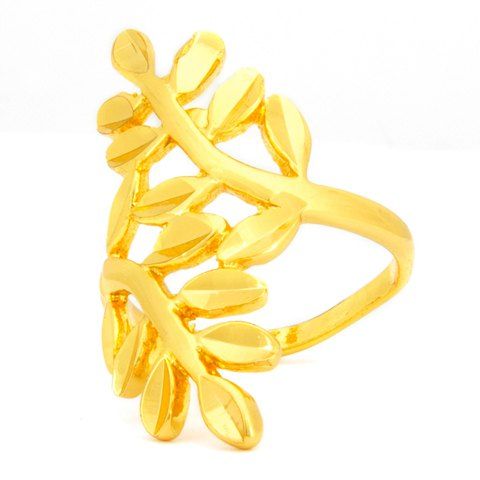 Stylish Simple Style Leaf Shape Ring For Women - d'or ONE-SIZE