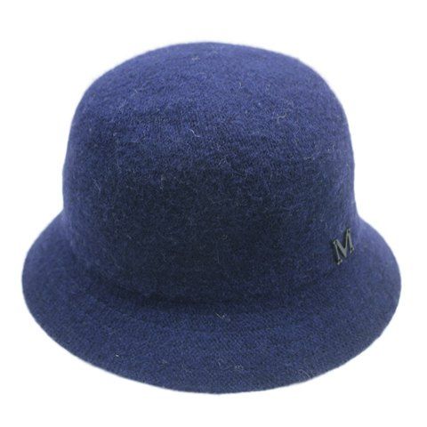 Chic Letter M Shape Embellished Solid Color Women's Winter Bucket Hat - Cadetblue 
