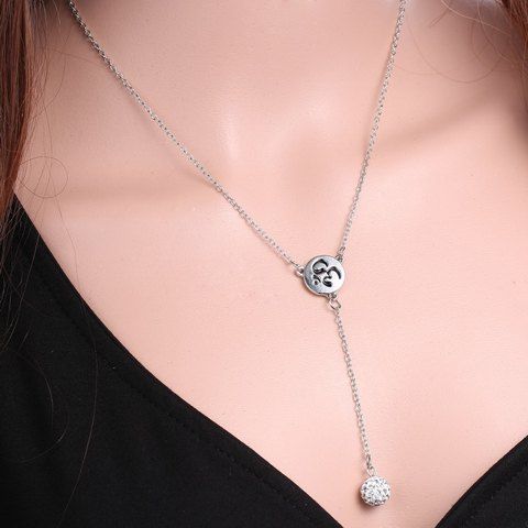 Vintage Rhinestoned Round Sequin Necklace For Women - Argent 