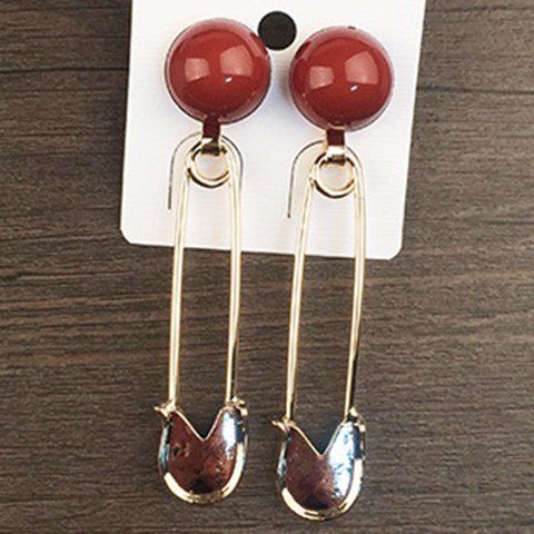 Pair of Chic Pin Shape Ball Decorated Earrings For Women - d'or 