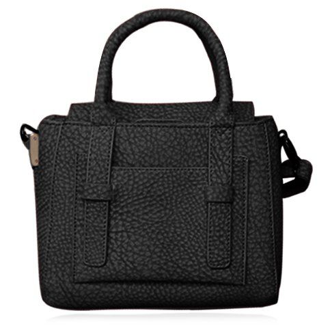 Trendy Solid Colour and PU Leather Design Tote Bag For Women - Noir 