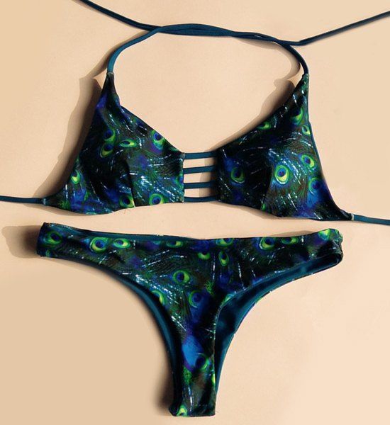 Bikini Sexy Halter Cut Printed femmes - Vert S