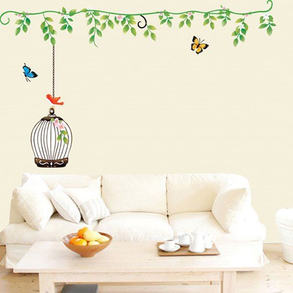 

High Quality Birdcage Pattern Removeable Wall Stickers, Colormix