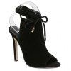 Flock Trendy et cravate Up Design Sandales pour les femmes - Noir 36
