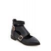 Casual Boucles et Zip design plat chaussures pour femmes - Noir 39