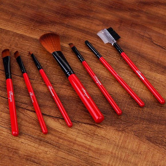 Cosmetic 7 Pcs All-Round Fiber Makeup Brushes Set - Rouge 