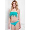 Fashionable Tassel Strapless Bikini Set For Women - AZURE M