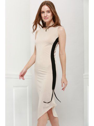 dresslily Slimming Side Drawstring Design Khaki Women's Maxi Dress