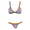 Bikini Stylish Spaghetti Strap couleur Color Block femmes - Violet clair S