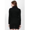 Slit Front Design Solid Color Packet Buttock Long Sleeve Turtleneck Pullover Dress - BLACK M