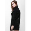 Slit Front Design Solid Color Packet Buttock Long Sleeve Turtleneck Pullover Dress - Noir M