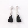 Pair of Delicate Rhinestone Cone Shape Tassel Drop Earrings For Women - Noir 