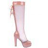 Trendy Splicing and Peep Toe Design Women's Knee-High Boots - Rose 37