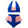 Sexy Halter Striped High Waist Women's Bikini Set - Rouge M