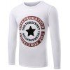 Round Neck Star Pattern Letters Print Long Sleeve Men's T-Shirt - Blanc M